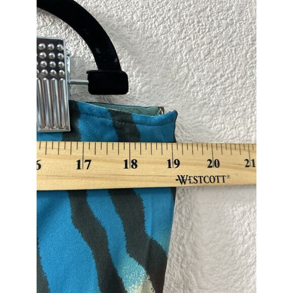Vintage Peter Nygard Womens Sz 16 Blue Silk Abstract Striped Skirt & Blouse Set - Picture 12 of 16